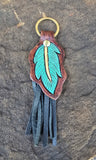 Leather & Fringe Feather Keychain