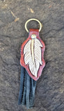 Leather & Fringe Feather Keychain