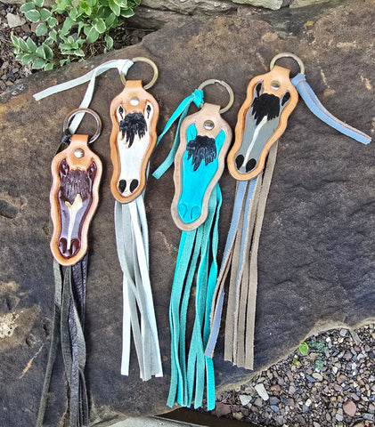 Horse Head & Fringe Leather Keychains