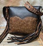 CLASSIC Black Ostrich & Rustic Brown Sally Bag!