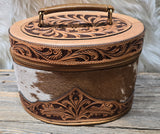 Travel Case, The Ranch Luxe Tooled Leather Cowhide Toiletry Bag
