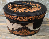 Travel Case, The Ranch Luxe Tooled Leather Cowhide Toiletry Bag