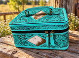 Turquoise Western Leather Jewelry Case