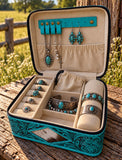 Turquoise Western Leather Jewelry Case
