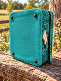 Turquoise Western Leather Jewelry Case