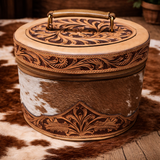 Travel Case, The Ranch Luxe Tooled Leather Cowhide Toiletry Bag