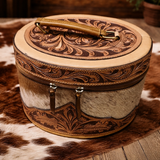 Travel Case, The Ranch Luxe Tooled Leather Cowhide Toiletry Bag